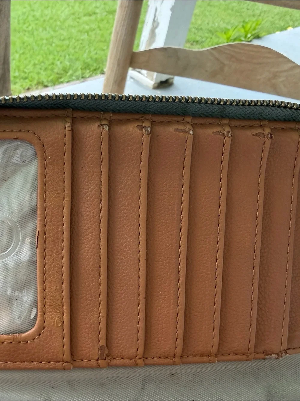thirty-one Cream Floral Zip-Around Wallet with Pink Accents